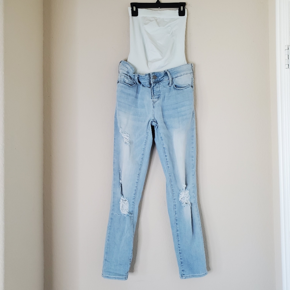 BLANQI Maternity Jeans Light Blue Distressed Skinny Size 6